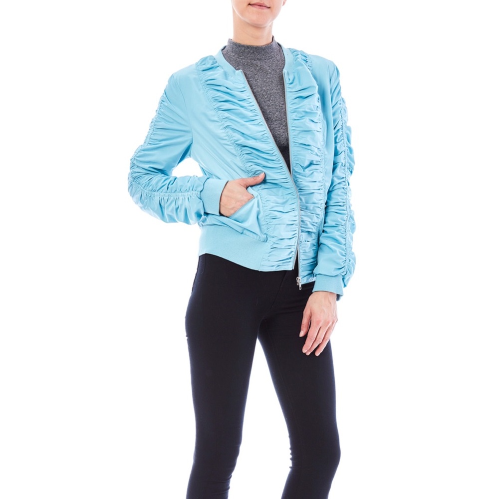 Solo Moda Ruched Bomber Jacket
